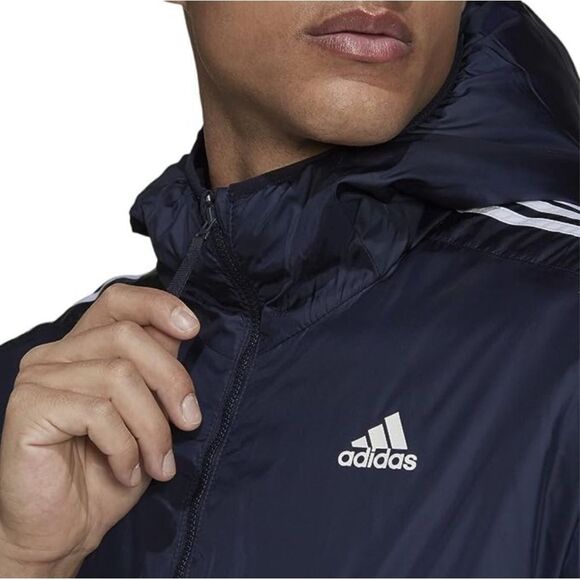 NWT ADIDAS Essentials Insulated Hoodie Jacket Men’s XXL Blue White High Collar - Picture 5 of 12